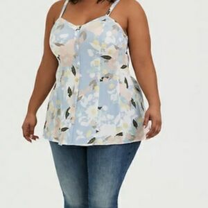 🆕LIGHT BLUE FLORAL STRETCH WOVEN FIT & FLARE CAMI